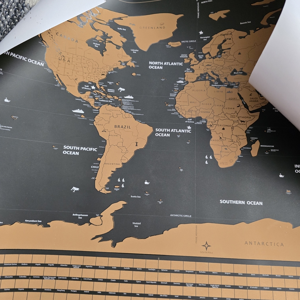 Scratch-Off World Map Poster in Black and Copper